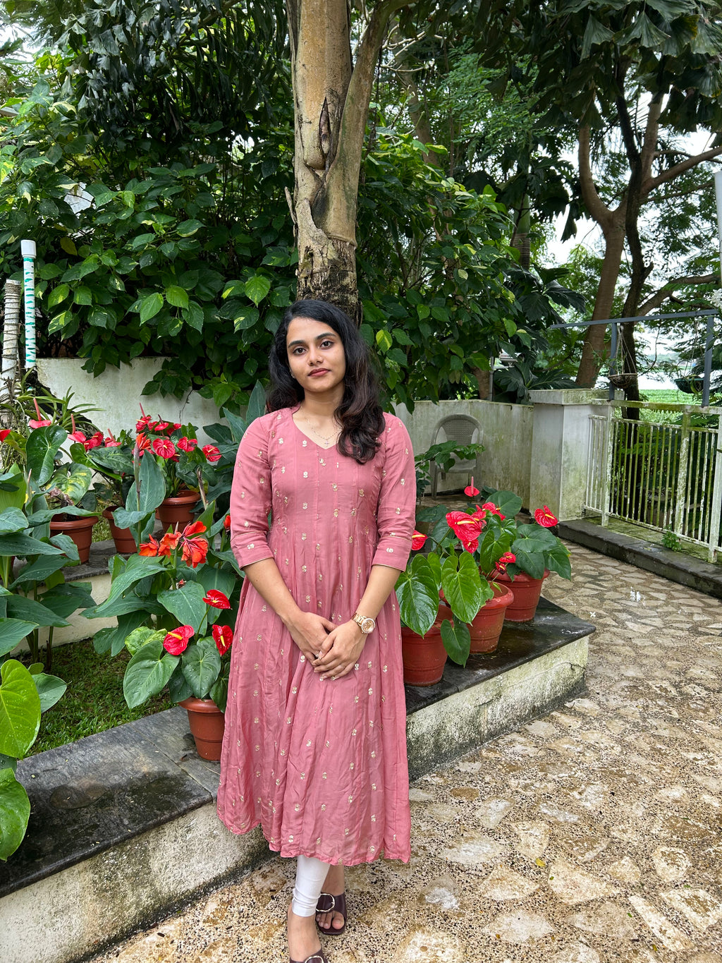 Mauve pink panelled salwar