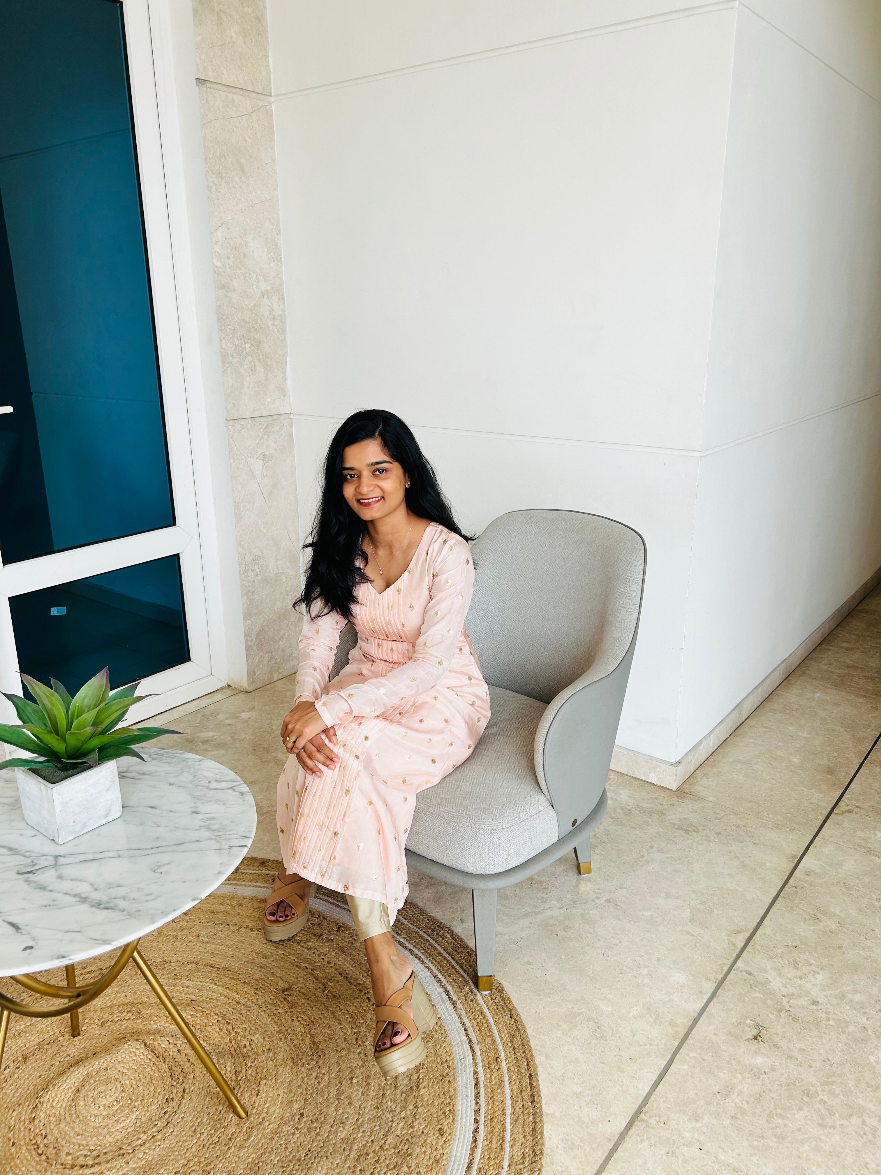 Peach pleated kurti