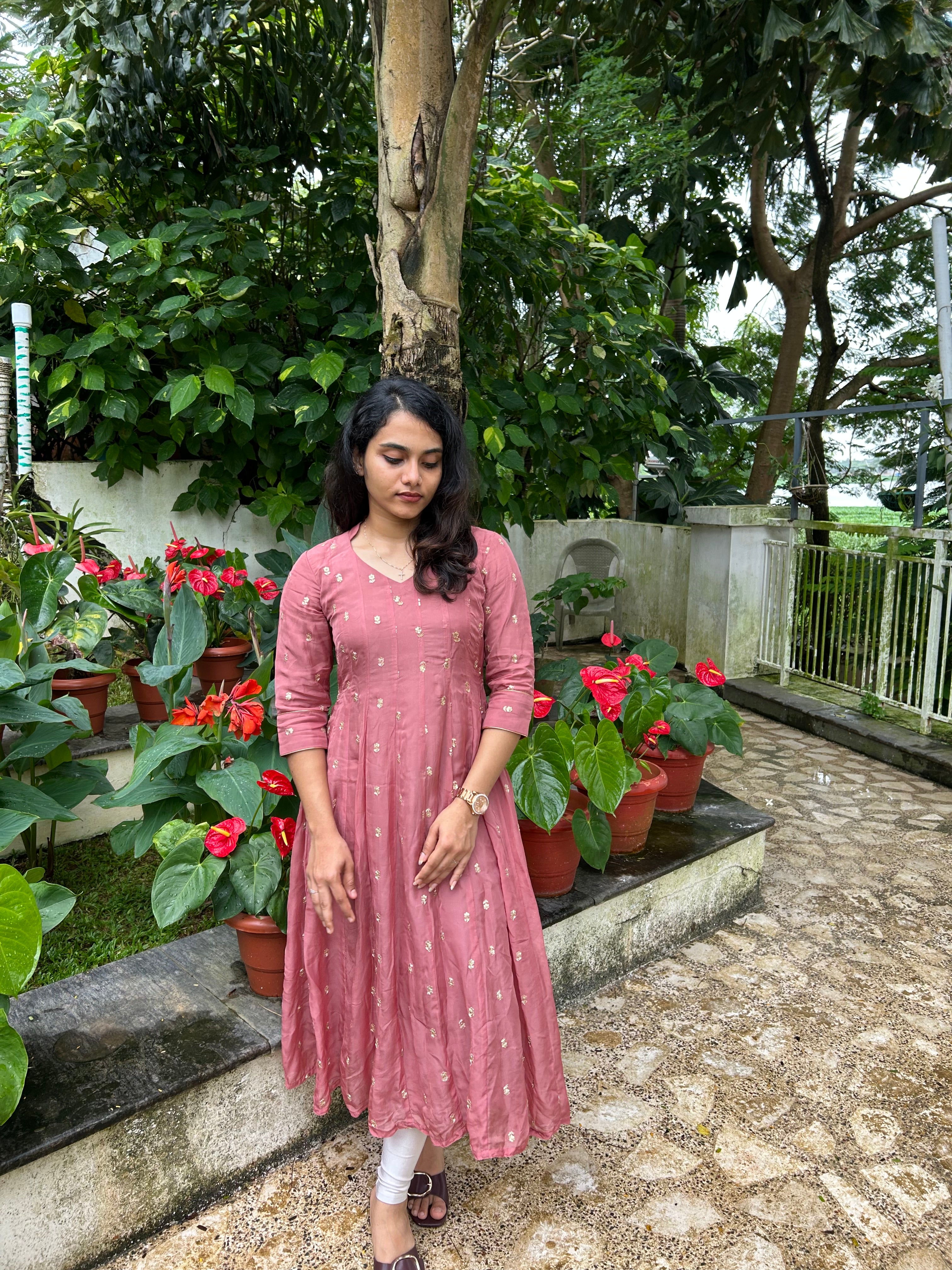 Mauve pink panelled salwar